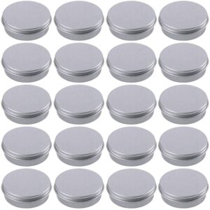 20 pack 2 ounce aluminum tin jar refillable containers 60 ml aluminum screw lid round tin container bottle for cosmetic,lip balm, cream