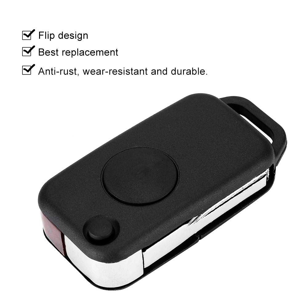 Senyar Key Fob Case, Flip 1 Button Remote Key Fob Case Shell Cover Protection Car Replacement Parts Fit for Benz Class 1984-2004