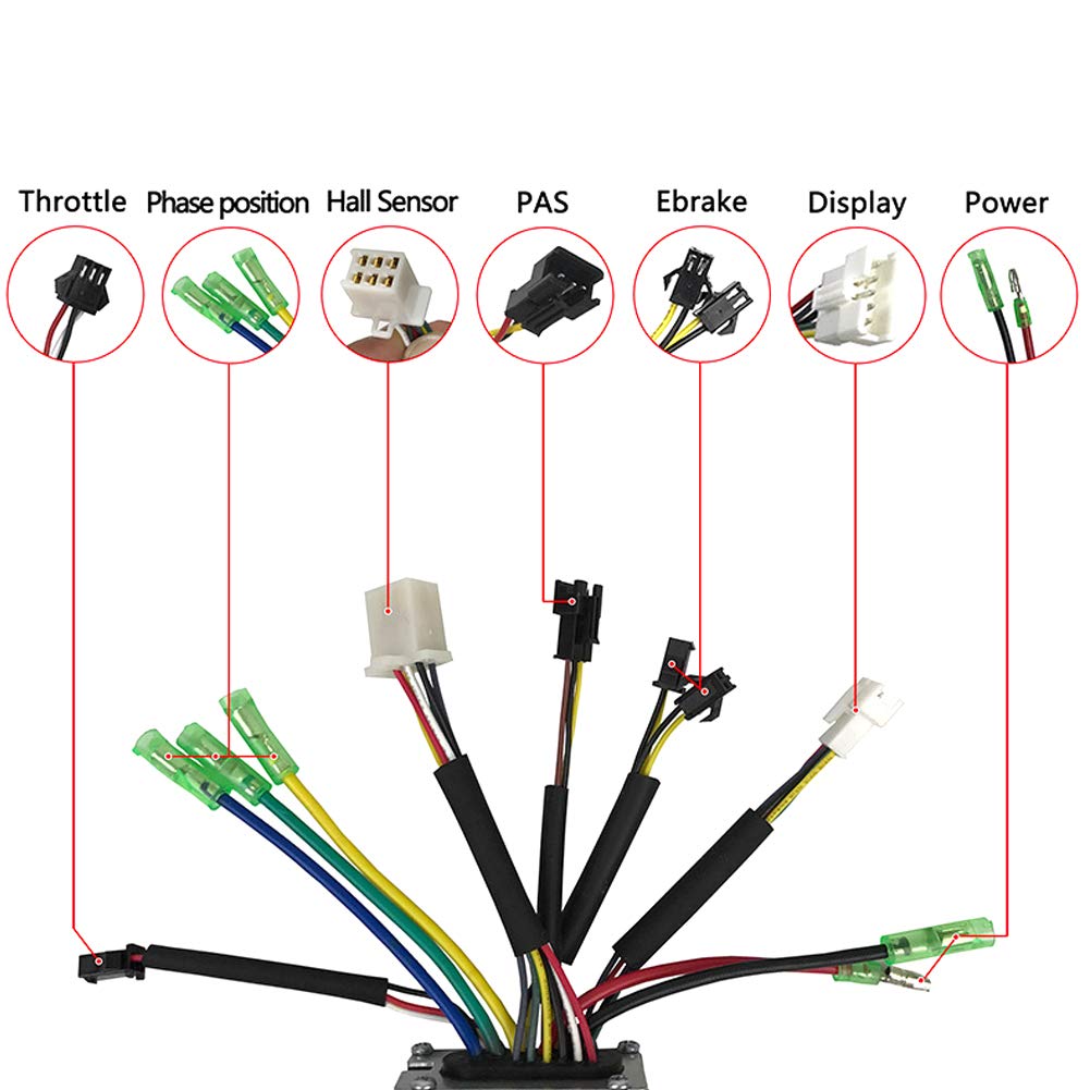 Vikye EBike Conversion Controller, 22A 9Tube 36/48V KT22A All Normal Heads Rectangular Controller Electric Bicycle Controller, EBike Controller