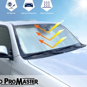 Custom fit Front Windshield Sunshade for 2015 2016 2017 2018 2019 2020 2021 2022 2023 2024 Ford Transit Van (Not for E-Transit), UV Rays Reflector Sunscreen Protector Accessories (Made in USA)