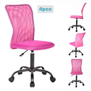 bestmassage office chair desk chair mesh computer chair with lumbar support armless swivel rolling executive chair for back pain,pink 4 pack