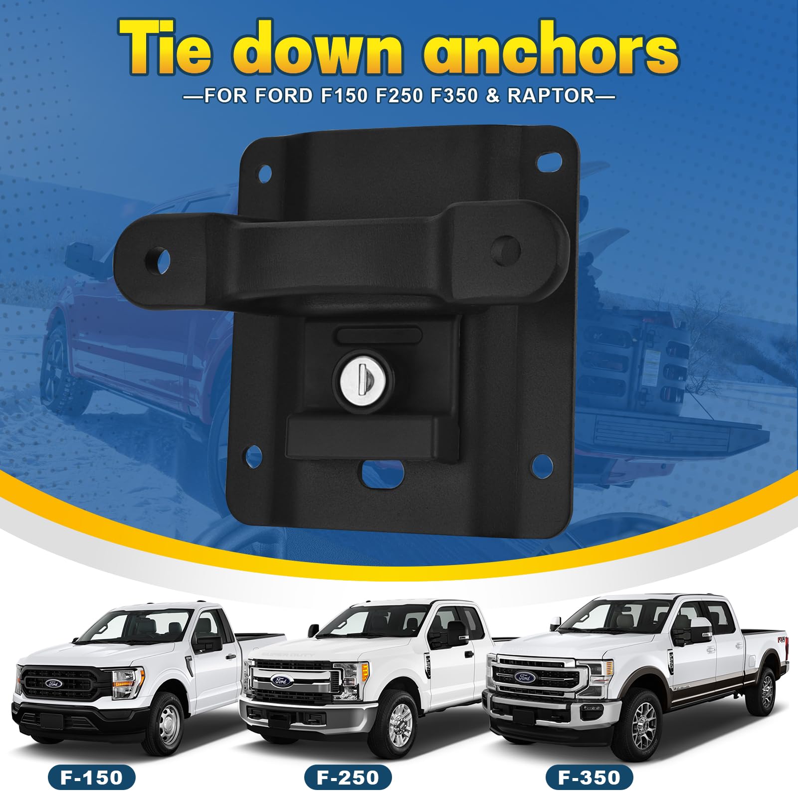 SPEEDWOW Bed Tie Down Anchors Brackets Box Link with Plates Compatible with 2015-2021 F150 F250 F350 & Raptor 2022 2021-2015 Truck Bed Tie Downs Car f150 Accessories FL3Z99000A64B FL3Z-9928408-AB