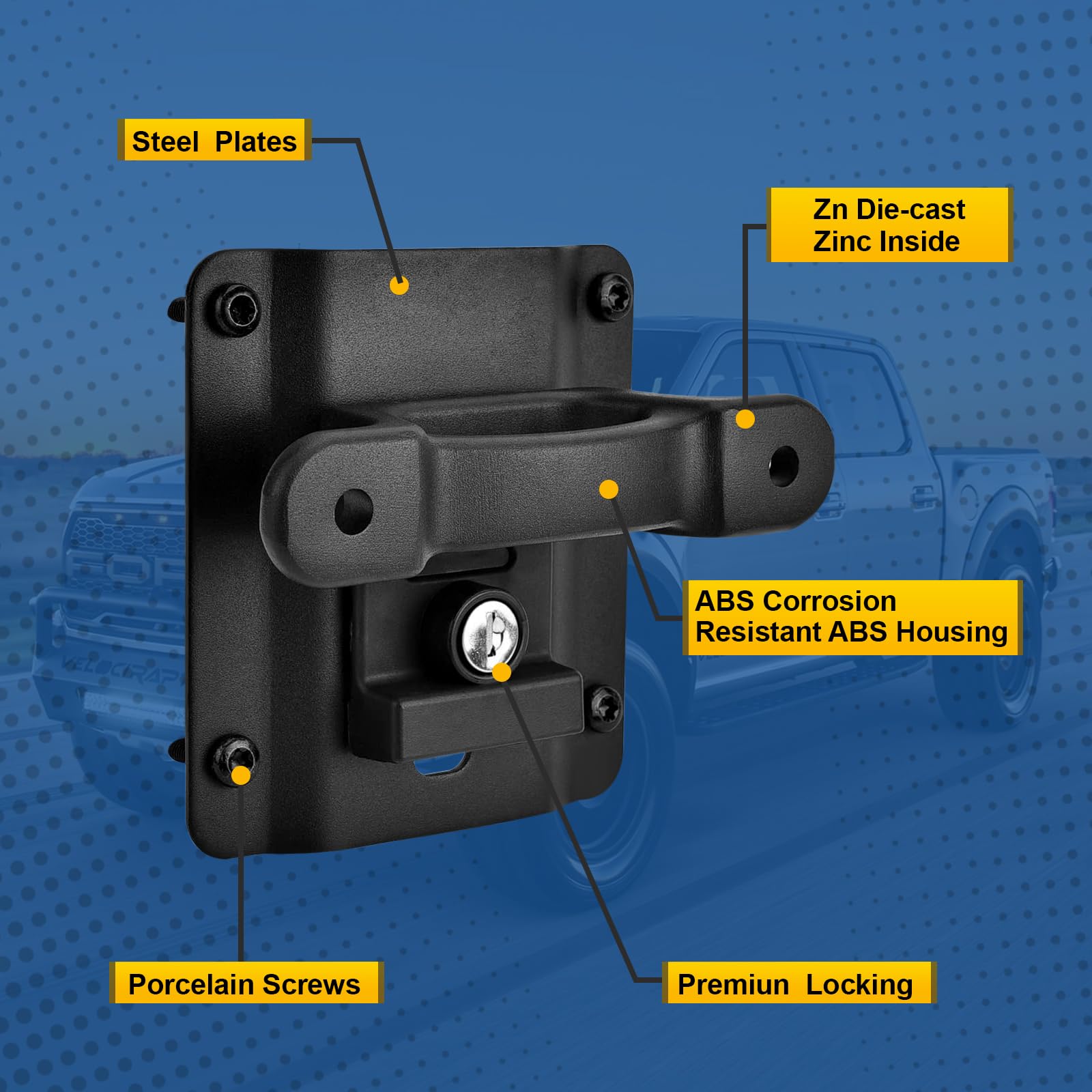 SPEEDWOW Bed Tie Down Anchors Brackets Box Link with Plates Compatible with 2015-2021 F150 F250 F350 & Raptor 2022 2021-2015 Truck Bed Tie Downs Car f150 Accessories FL3Z99000A64B FL3Z-9928408-AB