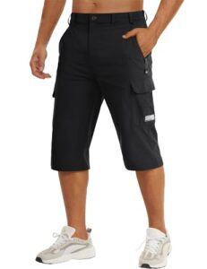 tacvasen capri pants for men black cargo shorts men outdoor quick dry shorts for men water-resistant workout shorts with zipper pockets