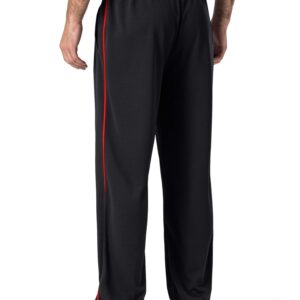 MAGNIVIT Sport Pants for Men Loose fit Warm Up Baggy Sweatpants with Zipper Pockets Black/Red