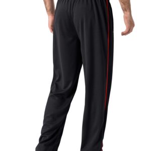 MAGNIVIT Sport Pants for Men Loose fit Warm Up Baggy Sweatpants with Zipper Pockets Black/Red