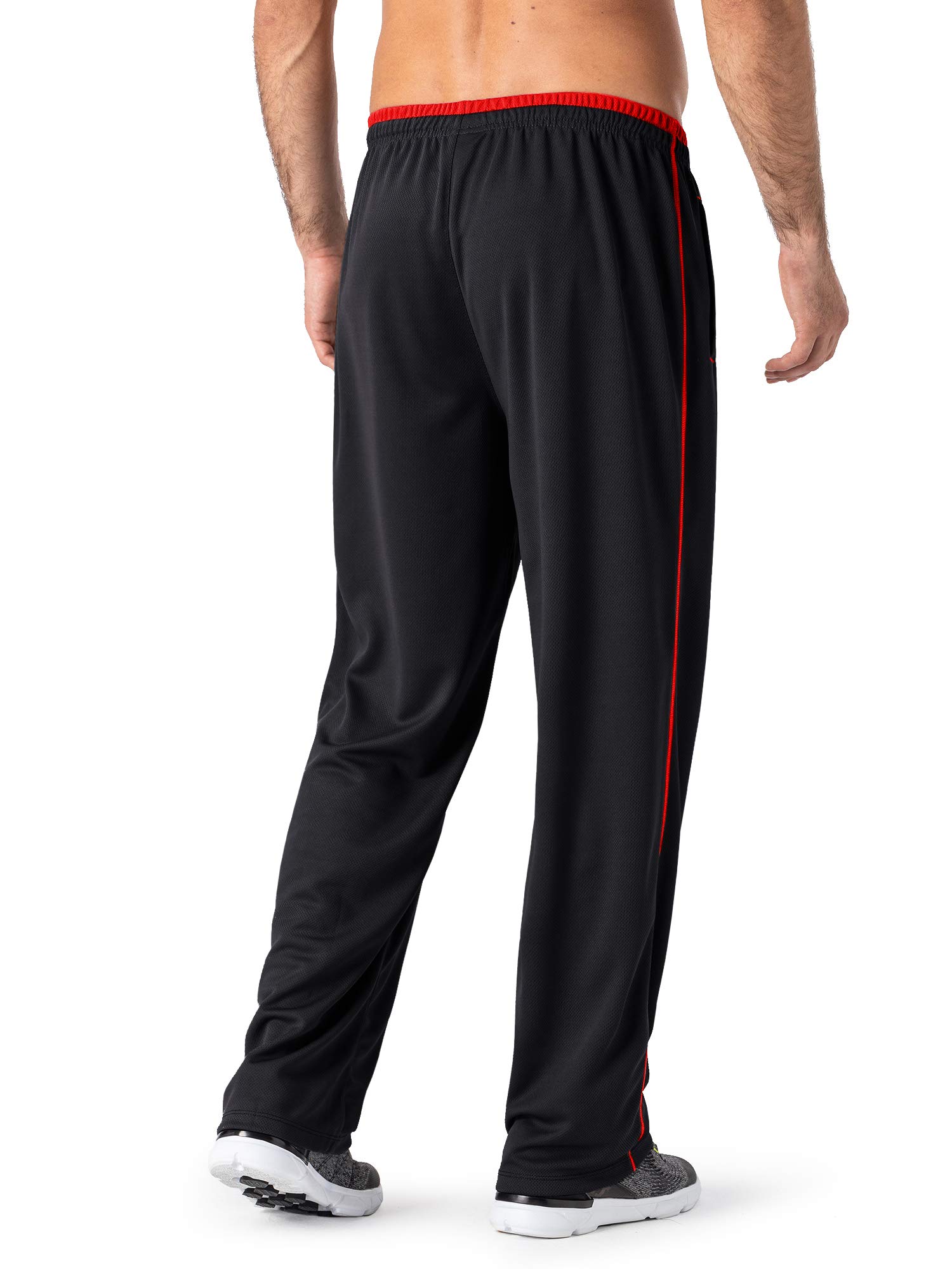 MAGNIVIT Sport Pants for Men Loose fit Warm Up Baggy Sweatpants with Zipper Pockets Black/Red