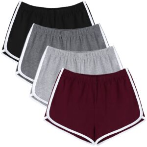 uratot 4 pack yoga short pants cotton sports shorts gym dance lounge shorts dolphin running athletic shorts for women