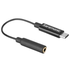 saramonic sr-c2003 female 3.5mm trs to usb-c stereo or mono microphone & audio adapter cable to record into iphone 15, android mobile devices, computers, new ipad & more