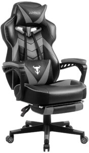 zeanus gaming chairs for adults ergonomic computer chair with footrest gamer chair with massage recliner pc gaming chair home office desk chair big and tall racing chair lumbar support grey