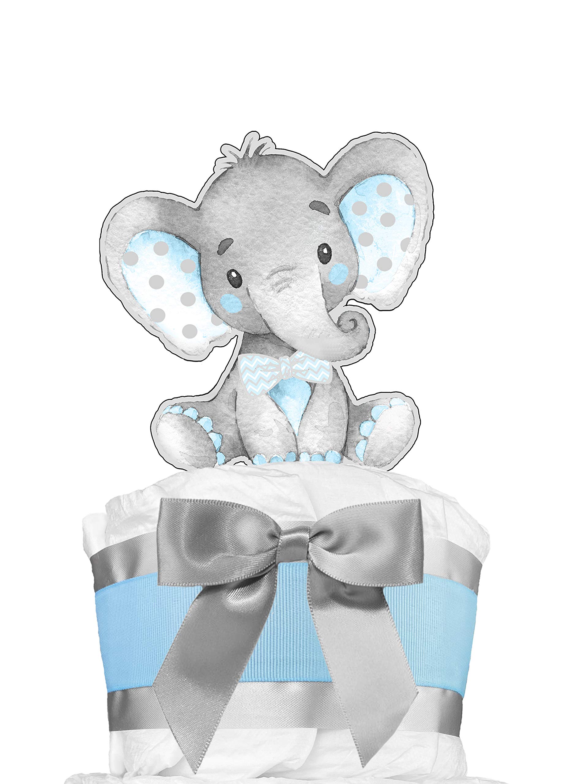 Pampers Swaddlers Elephant Diaper Cake, Blue and Gray, 42 Count, Size 1, Newborn Gift for Boy