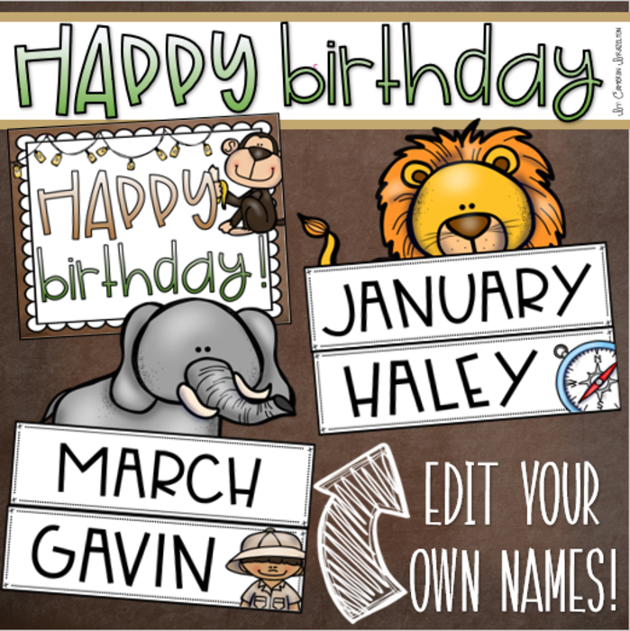 Happy Birthday Bulletin Board Display Jungle Safari Theme