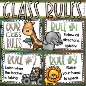 classroom rules posters editable jungle safari theme