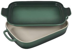 le creuset stoneware rectangular dish with platter lid, 14 3/4" x 9", artichaut