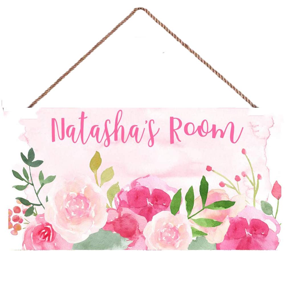 Personalized Name's Pink Flower Garden Door Sign Bedroom Nursery Wall Art Décor Gift