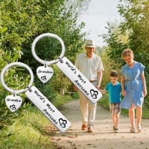 WSNANG Grandparent Gift World's Most Awesome Grandma/Grandpa Keychain Set Thank You Gift for Grandma Grandpa (Grandparent Set KC)