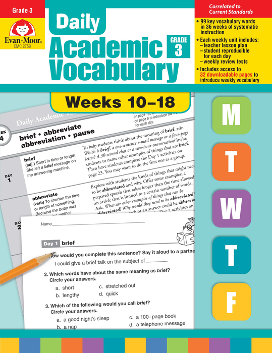 Daily Academic Vocabulary, Grade 3, Weeks 10–18