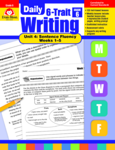 daily 6 trait writing bundle, grade 6, unit 4 sentence fluency, weeks 1-5