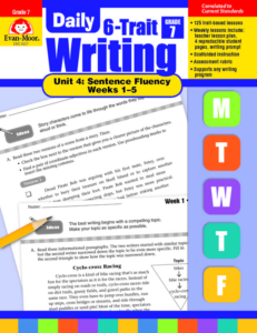 daily 6 trait writing bundle, grade 7, unit 4 sentence fluency, weeks 1-5