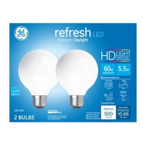 ge lighting 31709 led refresh globe light bulbs, daylight, 500 lumens, 5.5-watts, 2-pk. - quantity 44