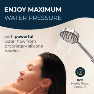 HammerHead Showers® ALL METAL LOW FLOW Handheld Shower Head with Hose and Brass Holder - CHROME – Water Saving 1.75 GPM Detachable Shower Head - Adjustable Shower Wand Bracket & 6ft Hose