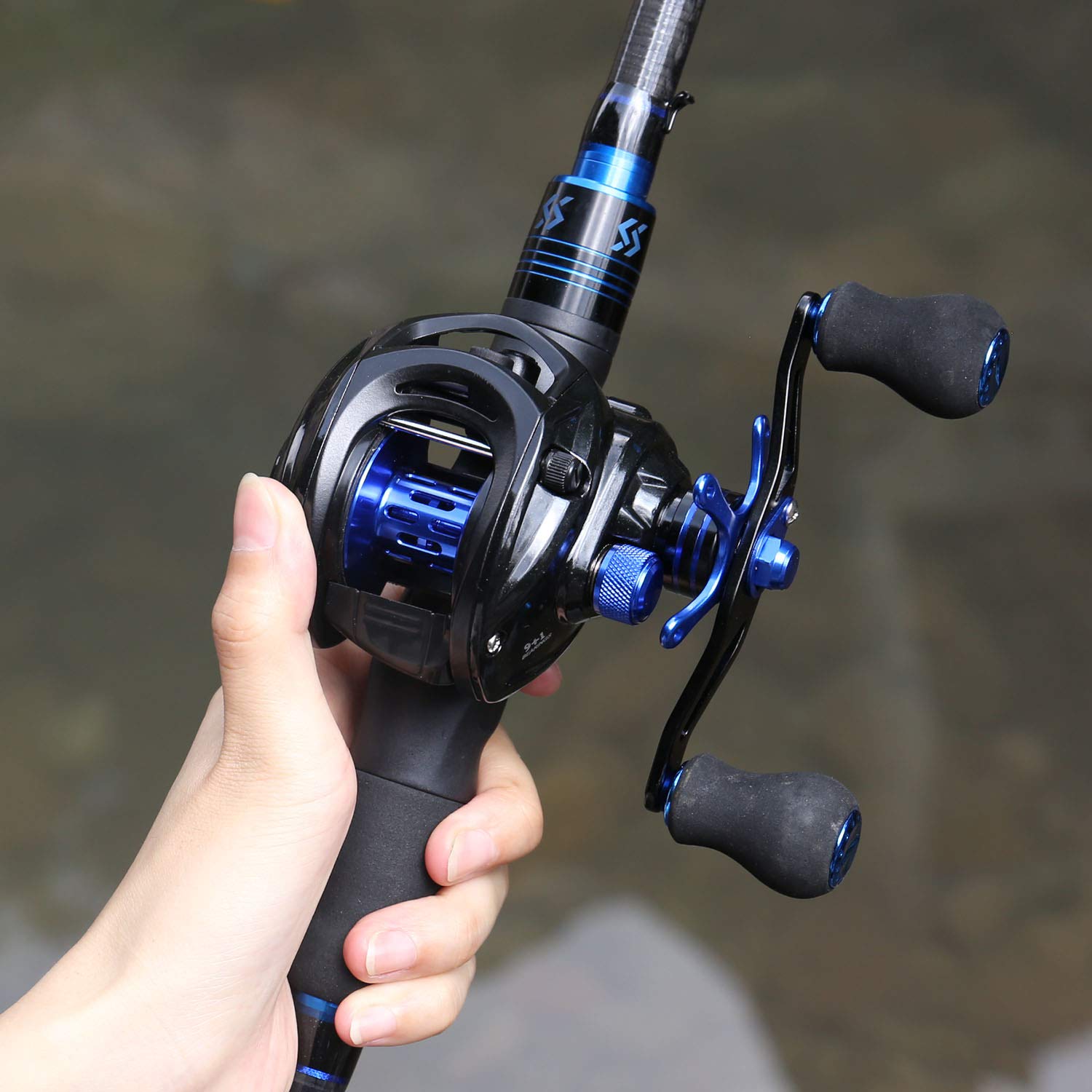 Sougayilang Baitcaster Combo Fishing Rod and Reel Combo, Ultra Light Baitcasting Fishing Reel for Travel Saltwater Freshwater and Beginner-6ft with Right Hand Reel