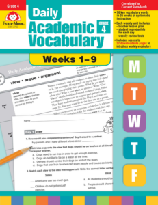 daily academic vocabulary, grade 4, weeks 1–9