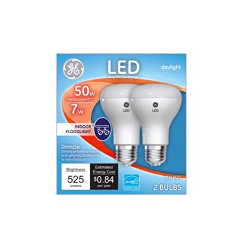 GE Lighting 93116049 LED Directional Light Bulb, R20, Daylight, Clear Bulb, 525 Lumens, 7-Watt, 2-Pk. - Quantity 1