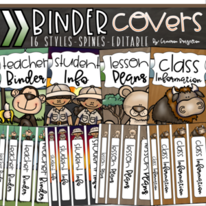 binder covers and spines teacher planner jungle safari theme