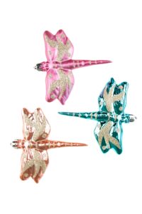 clever creations dragonfly christmas ornament set of 4 pieces, shatterproof holiday décor for christmas trees, peach, pink and teal