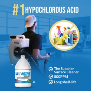 Petra ULV500 Hypochlorous Acid 500PPM (4 Gallons) For ULV Foggers & Handheld Atomizers, For Dental And Medical Professionals, HOCL Professional Surface Cleaner