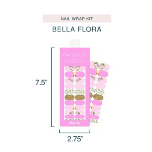 Studio Oh! Mani Nail Wrap Kit - 22 Nail Wraps & Stickers in Various Designs & Colors with Application Tools - Easy to Apply - Lasts up to a Month Without Chipping or Peeling - Bella Flora