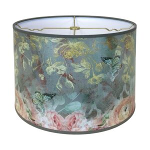 royal designs, inc. trendy decorative handmade drum shade, made in usa, 14in, hbc-8073-14, butterfly garden
