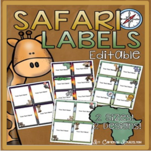 classroom organization labels jungle safari theme editable