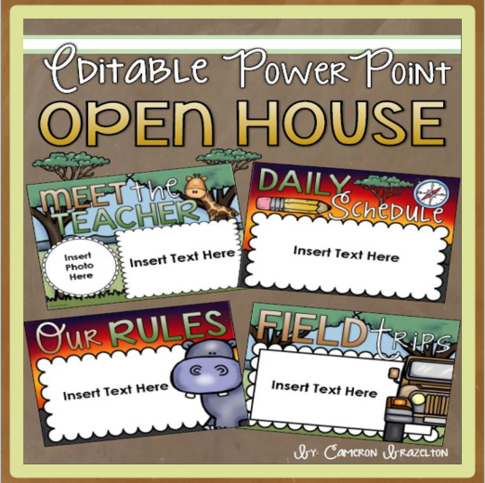 Back to School Open House Presentation Template Jungle Safari Editable