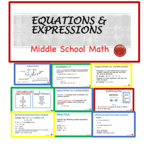 equations and expressions unit - middle school math