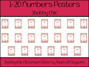printable shabby chic numbers posters