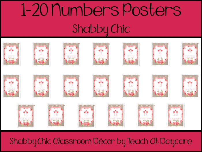 Printable Shabby Chic Numbers Posters