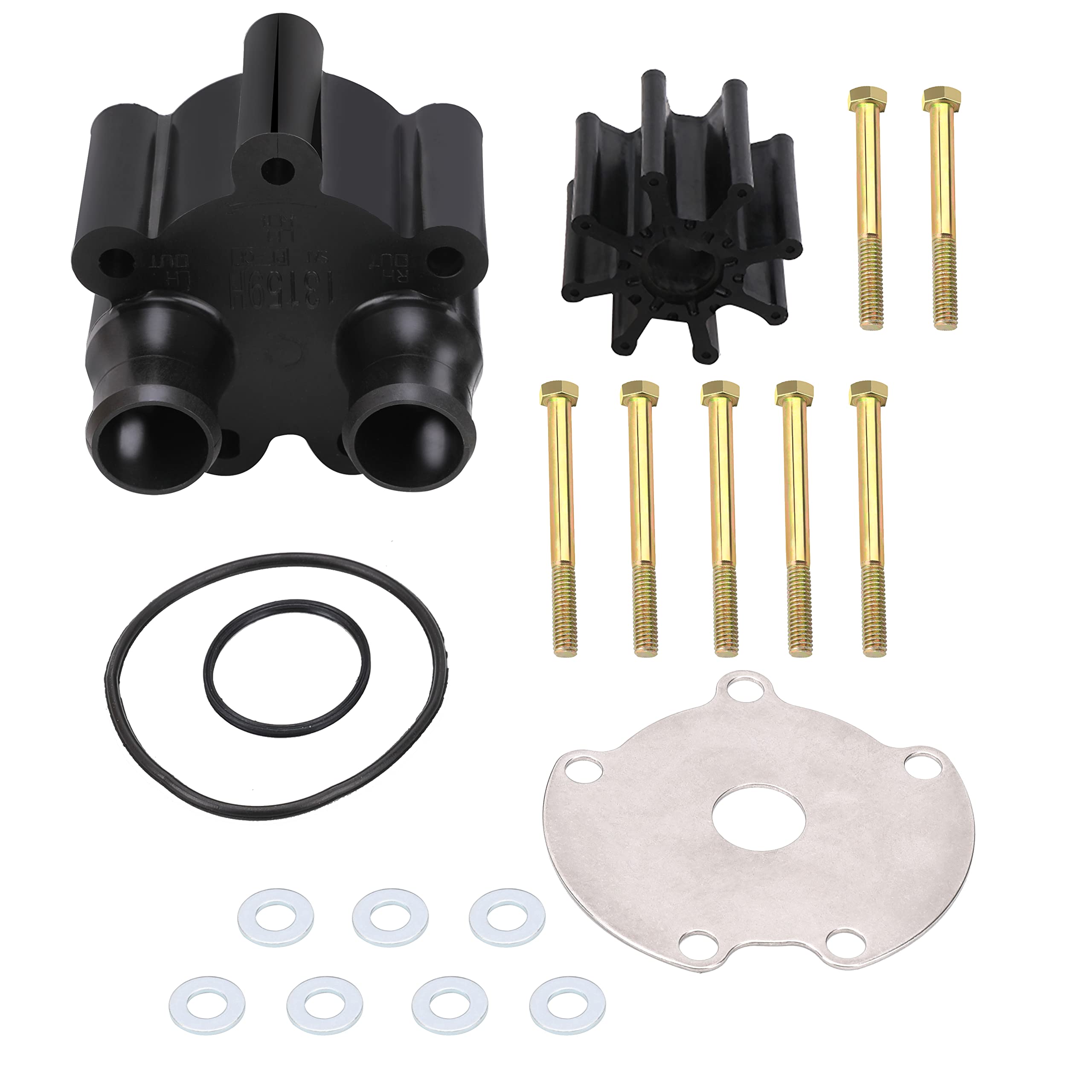 Water Pump Housing and Impeller Repair Kit Replacement for Mercruiser Alpha Bravo Engines Water Pump - Replace Sierra 18-3150, Quicksilver 807151A14, Mercury 46-807151A14, 46-807151A7