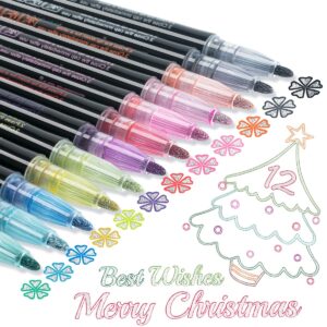 kerifi super squiggles double outline markers 12 colors supersquiggles double line self outline metallic markers, shimmer glitter pens set for christmas card, easter eggs, scrapbook, diy art crafts