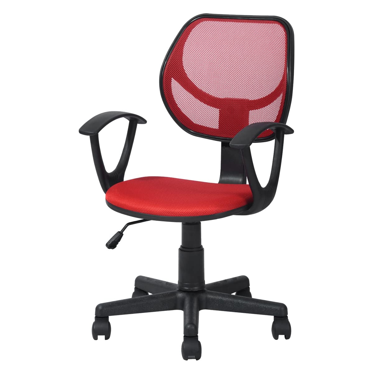 Geniqua Red Mesh Office Chair Ergonomic Back Support Mid-Back Home Computer Chair Swivel Adjustable Task Chair, for Home Office