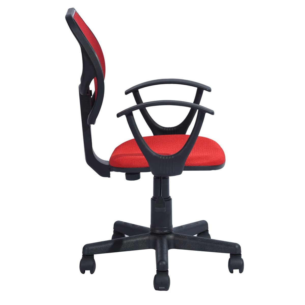 Geniqua Red Mesh Office Chair Ergonomic Back Support Mid-Back Home Computer Chair Swivel Adjustable Task Chair, for Home Office