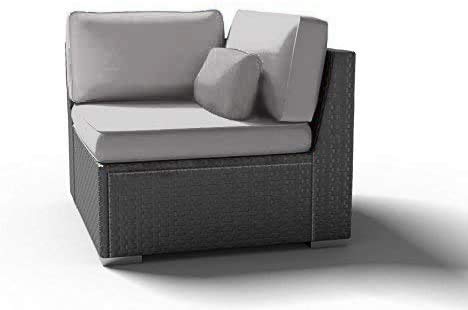 Dineli Outdoor Patio Furniture Espresso Brown Wicker Sofa Corner Chair (Light Gray-Right Corner Chair)
