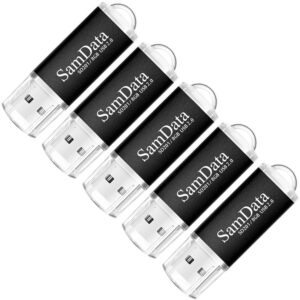 SamData USB Flash Drives 8GB 5 Pack USB 2.0 Thumb Drives Memory Stick Data Storage Jump Drive Zip Drive Drive with Led Indicator (Black, 8GB-5Pack)