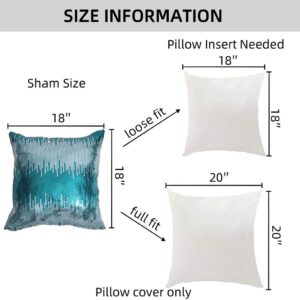 Juya Delight Sequin Throw Pillowcases Teal and Silver Sparkle Pillow Cushion Covers for Couch Sofa Home Decor,18x18 inches, Set of 2