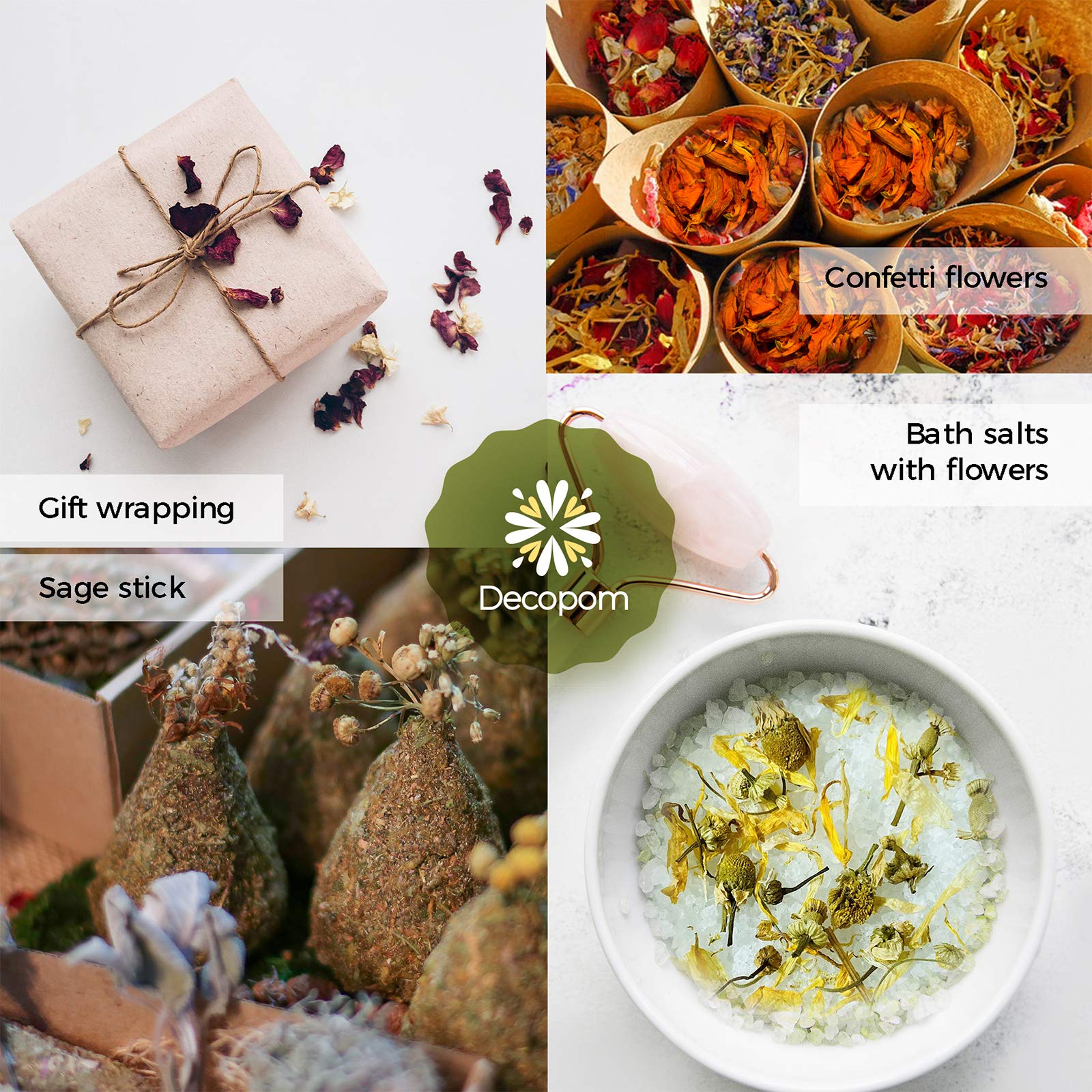 Dried Herbs and Flowers for Witchcraft Spells - Pack of 18 Variety Bulk Real Dry Flower Bags - Great for DIY Candle Making Kit Soap Essential Oil Resin Lip Gloss Includes Lavender Rose Petals Jasmine