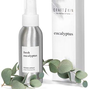 Craft & Kin Eucalyptus Room Spray, Fall Room Spray, Eucalyptus Essential Oil Spray, Eucalyptus Linen Spray for Pillows, Eucalyptus Spray Room, Holiday Room Spray, Christmas Room Spray 3.4 oz