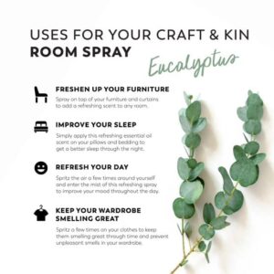 Craft & Kin Eucalyptus Room Spray, Fall Room Spray, Eucalyptus Essential Oil Spray, Eucalyptus Linen Spray for Pillows, Eucalyptus Spray Room, Holiday Room Spray, Christmas Room Spray 3.4 oz