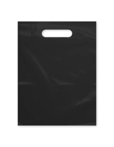 purple q crafts plastic bag with die cut handle bag 9" x 12"black plastic merchandise bags 100 pack for retail, gifts, trade show and more (9"x12")