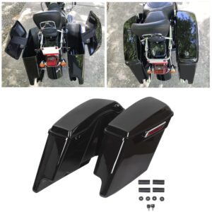 kuafu 5'' stretched extended saddlebags compatible with 1993-2013 harley davidson touring road king road glide street glide electra glide ultra classic hard saddle bags w/lid & latch key